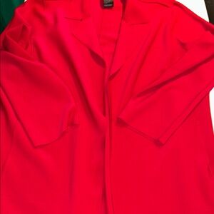 Chico’s Casual Jersey Blazer Cherry Red Tunic Length Open Front EUC sz 2X